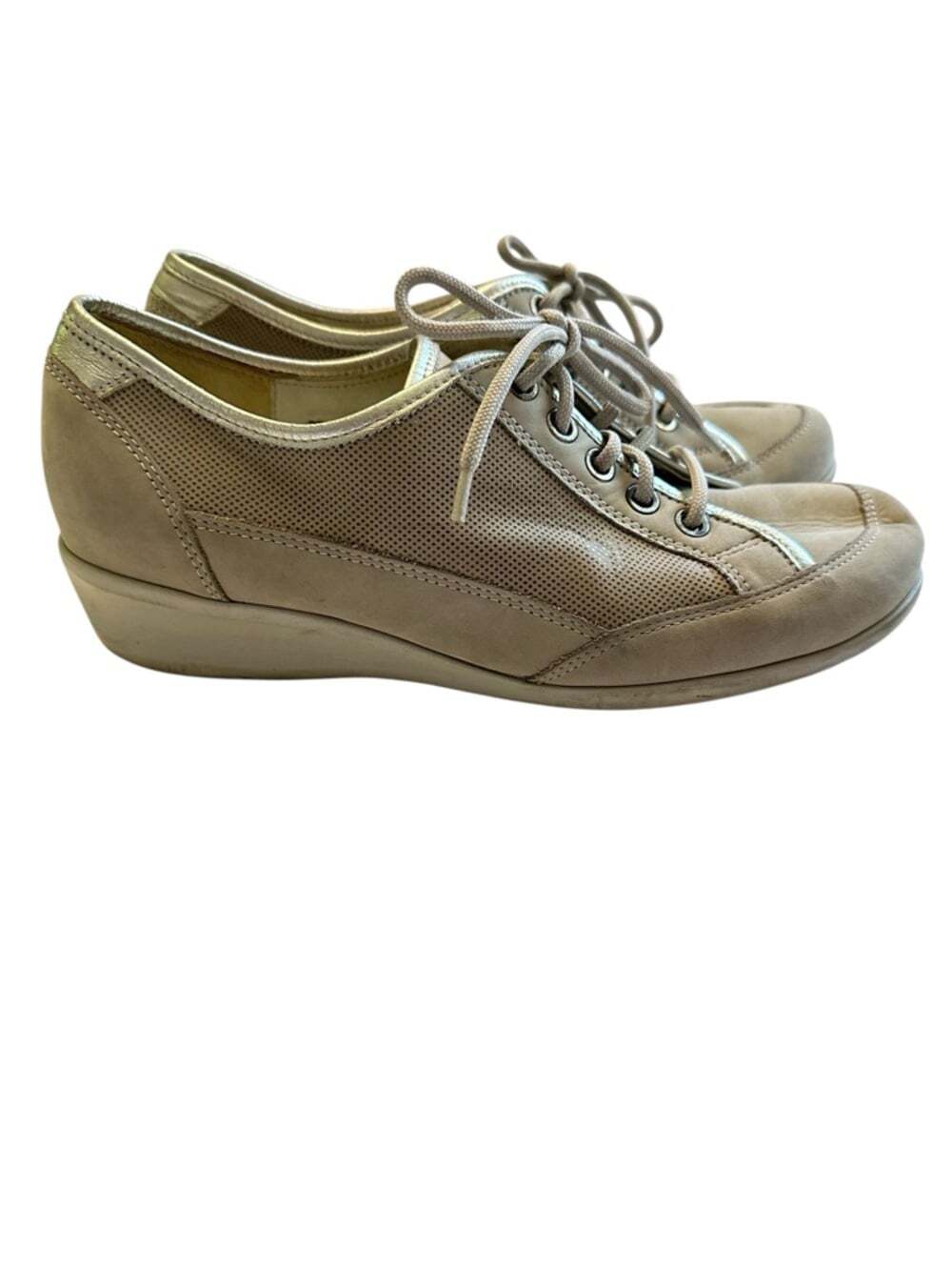 Waldlaufer Grey Comfort Sneakers Lace Up Walking Shoes Leather 7 Casualcore